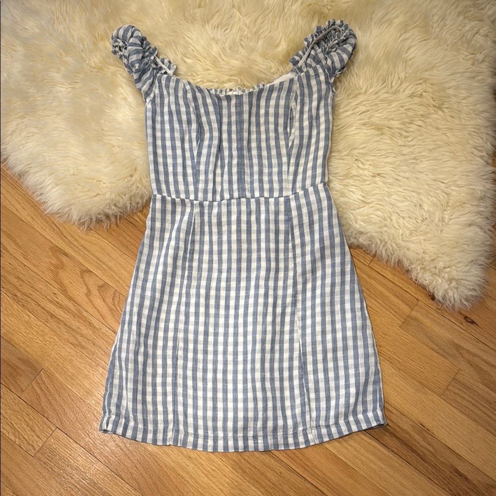 Abercrombie & Fitch Light Blue and White gingham dress